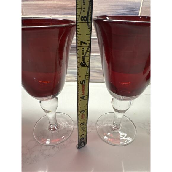 Red Casual Setting Water Glasses Durand Ruby Red Glassware 3 - Picture 12 of 14